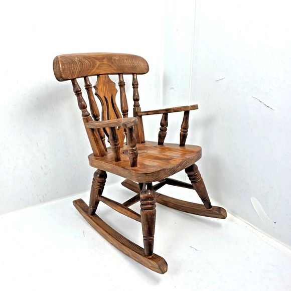 Other - Vintage Wood Farmhouse Windsor Rocking Chair Doll or Teddy Bear 10.5"